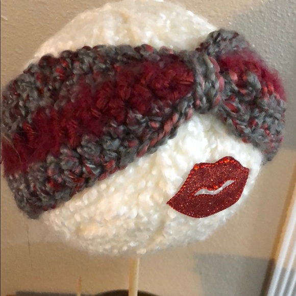 Brand New Gray/Burgundy Ear Warmer - Picture 3 of 4